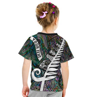 Personalized New Zealand Kid T Shirt Aotearoa Symbols With Silver Fern LT03 - Polynesian Pride