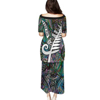 Personalized New Zealand Puletasi Aotearoa Symbols With Silver Fern LT03 - Polynesian Pride