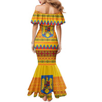 Romania Merry Christmas Family Matching Mermaid Dress and Hawaiian Shirt Romania Emblem Traditional Folk Art - Polynesian Pride