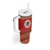 Mexico Merry Christmas Tumbler With Handle Mexican Cultural Emblem Xmas Style - Polynesian Pride