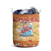 Hawaii Mele Kalikimaka Laundry Basket Funny Santa Claus Surfing on Tropical Plants - Polynesian Pride