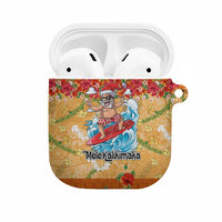 Hawaii Mele Kalikimaka AirPods Case Funny Santa Claus Surfing on Tropical Plants LT03 Multicolor - Polynesian Pride