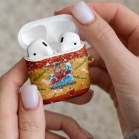 Hawaii Mele Kalikimaka AirPods Case Funny Santa Claus Surfing on Tropical Plants LT03 - Polynesian Pride