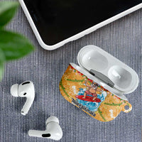 Hawaii Mele Kalikimaka AirPods Case Funny Santa Claus Surfing on Tropical Plants - Polynesian Pride