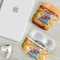 Hawaii Mele Kalikimaka AirPods Case Funny Santa Claus Surfing on Tropical Plants LT03 - Polynesian Pride