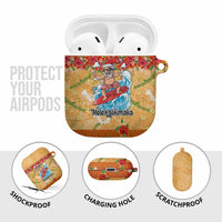 Hawaii Mele Kalikimaka AirPods Case Funny Santa Claus Surfing on Tropical Plants LT03 - Polynesian Pride