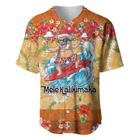 Hawaii Mele Kalikimaka Baseball Jersey Funny Santa Claus Surfing on Tropical Plants LT03 Multicolor - Polynesian Pride