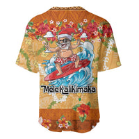 Hawaii Mele Kalikimaka Baseball Jersey Funny Santa Claus Surfing on Tropical Plants LT03 - Polynesian Pride