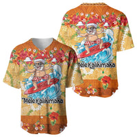 Hawaii Mele Kalikimaka Baseball Jersey Funny Santa Claus Surfing on Tropical Plants LT03 - Polynesian Pride