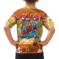 Hawaii Mele Kalikimaka Family Matching Long Sleeve Bodycon Dress and Hawaiian Shirt Funny Santa Claus Surfing on Tropical Plants - Polynesian Pride