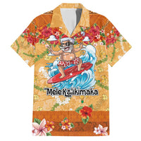 Hawaii Mele Kalikimaka Family Matching Off Shoulder Maxi Dress and Hawaiian Shirt Funny Santa Claus Surfing on Tropical Plants - Polynesian Pride