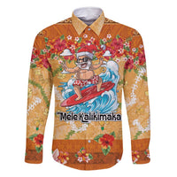 Hawaii Mele Kalikimaka Family Matching Off Shoulder Maxi Dress and Hawaiian Shirt Funny Santa Claus Surfing on Tropical Plants - Polynesian Pride