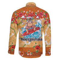 Hawaii Mele Kalikimaka Family Matching Off Shoulder Maxi Dress and Hawaiian Shirt Funny Santa Claus Surfing on Tropical Plants - Polynesian Pride