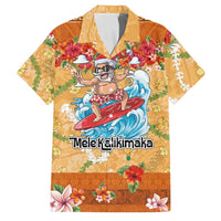 Hawaii Mele Kalikimaka Family Matching Puletasi and Hawaiian Shirt Funny Santa Claus Surfing on Tropical Plants - Polynesian Pride