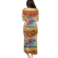 Hawaii Mele Kalikimaka Family Matching Puletasi and Hawaiian Shirt Funny Santa Claus Surfing on Tropical Plants - Polynesian Pride