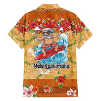 Hawaii Mele Kalikimaka Family Matching Summer Maxi Dress and Hawaiian Shirt Funny Santa Claus Surfing on Tropical Plants - Polynesian Pride