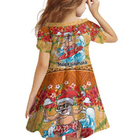 Hawaii Mele Kalikimaka Family Matching Tank Maxi Dress and Hawaiian Shirt Funny Santa Claus Surfing on Tropical Plants - Polynesian Pride