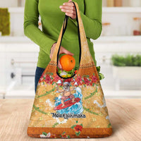 Hawaii Mele Kalikimaka Grocery Bag Funny Santa Claus Surfing on Tropical Plants - Polynesian Pride