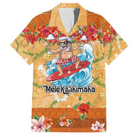 Hawaii Mele Kalikimaka Hawaiian Shirt Funny Santa Claus Surfing on Tropical Plants - Polynesian Pride