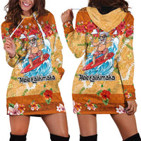 Hawaii Mele Kalikimaka Hoodie Dress Funny Santa Claus Surfing on Tropical Plants - Polynesian Pride