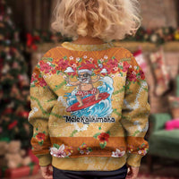 Hawaii Mele Kalikimaka Kid Ugly Christmas Sweater Funny Santa Claus Surfing on Tropical Plants LT03 - Polynesian Pride