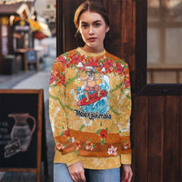 Hawaii Mele Kalikimaka Ugly Christmas Sweater Funny Santa Claus Surfing on Tropical Plants - Polynesian Pride