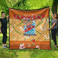 Hawaii Mele Kalikimaka Quilt Funny Santa Claus Surfing on Tropical Plants - Polynesian Pride