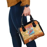 Hawaii Mele Kalikimaka Shoulder Handbag Funny Santa Claus Surfing on Tropical Plants - Polynesian Pride