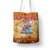 Hawaii Mele Kalikimaka Tote Bag Funny Santa Claus Surfing on Tropical Plants - Polynesian Pride