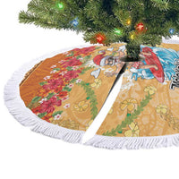 Hawaii Mele Kalikimaka Tree Skirt Funny Santa Claus Surfing on Tropical Plants LT03 - Polynesian Pride