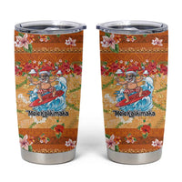 Hawaii Mele Kalikimaka Tumbler Cup Funny Santa Claus Surfing on Tropical Plants - Polynesian Pride