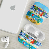 Polynesian Merry Christmas AirPods Case Funny Santa Beach Tropical Plant and Turtle LT03 - Polynesian Pride