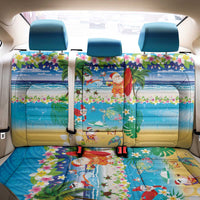 Polynesian Merry Christmas Back Car Seat Cover Funny Santa Beach Tropical Plant and Turtle - Polynesian Pride