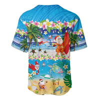 Polynesian Merry Christmas Baseball Jersey Funny Santa Beach Tropical Plant and Turtle - Polynesian Pride