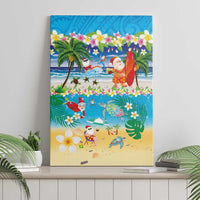 Polynesian Merry Christmas Canvas Wall Art Funny Santa Beach Tropical Plant and Turtle - Polynesian Pride