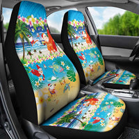 Polynesian Merry Christmas Car Seat Cover Funny Santa Beach Tropical Plant and Turtle LT03 - Polynesian Pride