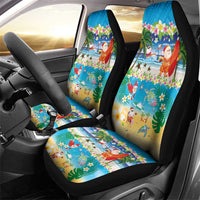 Polynesian Merry Christmas Car Seat Cover Funny Santa Beach Tropical Plant and Turtle LT03 - Polynesian Pride