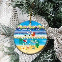 Polynesian Merry Christmas Ceramic Ornament Funny Santa Beach Tropical Plant and Turtle LT03 - Polynesian Pride