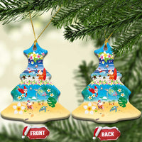 Polynesian Merry Christmas Ceramic Ornament Funny Santa Beach Tropical Plant and Turtle LT03 Christmas Tree Multicolor - Polynesian Pride