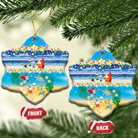 Polynesian Merry Christmas Ceramic Ornament Funny Santa Beach Tropical Plant and Turtle LT03 Snow Flake Multicolor - Polynesian Pride