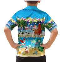 Polynesian Merry Christmas Family Matching Mermaid Dress and Hawaiian Shirt Funny Santa Beach Tropical Plant and Turtle - Polynesian Pride