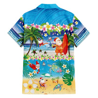 Polynesian Merry Christmas Family Matching Off The Shoulder Long Sleeve Dress and Hawaiian Shirt Funny Santa Beach Tropical Plant and Turtle - Polynesian Pride
