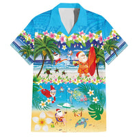 Polynesian Merry Christmas Family Matching Off Shoulder Short Dress and Hawaiian Shirt Funny Santa Beach Tropical Plant and Turtle - Polynesian Pride