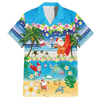 Polynesian Merry Christmas Family Matching Short Sleeve Bodycon Dress and Hawaiian Shirt Funny Santa Beach Tropical Plant and Turtle - Polynesian Pride