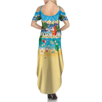 Polynesian Merry Christmas Family Matching Summer Maxi Dress and Hawaiian Shirt Funny Santa Beach Tropical Plant and Turtle - Polynesian Pride