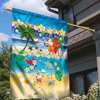 Polynesian Merry Christmas Garden Flag Funny Santa Beach Tropical Plant and Turtle - Polynesian Pride