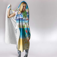 Polynesian Merry Christmas Hooded Blanket Funny Santa Beach Tropical Plant and Turtle LT03 - Polynesian Pride