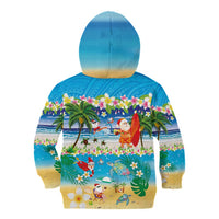 Polynesian Merry Christmas Kid Hoodie Funny Santa Beach Tropical Plant and Turtle - Polynesian Pride