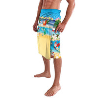 Polynesian Merry Christmas Lavalava Funny Santa Beach Tropical Plant and Turtle - Polynesian Pride