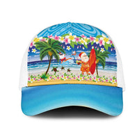 Polynesian Merry Christmas Mesh Trucker Cap Funny Santa Beach Tropical Plant and Turtle - Polynesian Pride